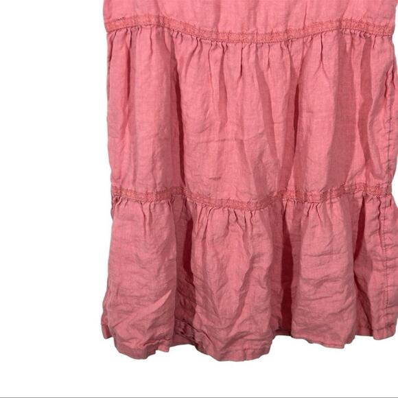 Lucky Brand Pink Linen Tiered Babydoll Mini Dress Small - Picture 5 of 12